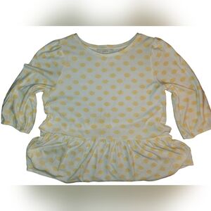 ⚠️Final Sale⚠️Loft 3/4 Sleeve Peplum Blous with Yellow Polkadots size Large